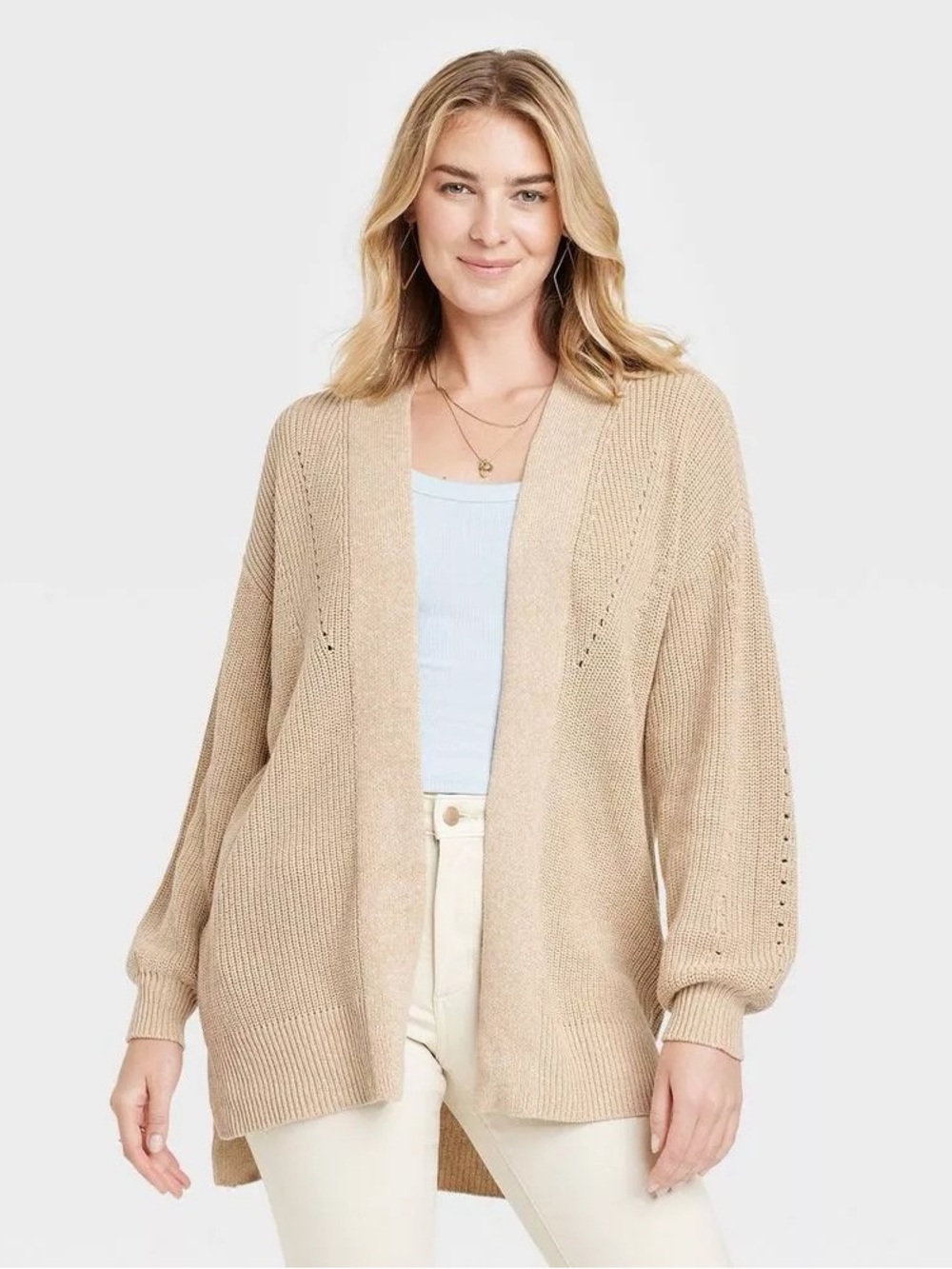 Universal Thread Tan Open Front Cotton Boho Cardigan Small